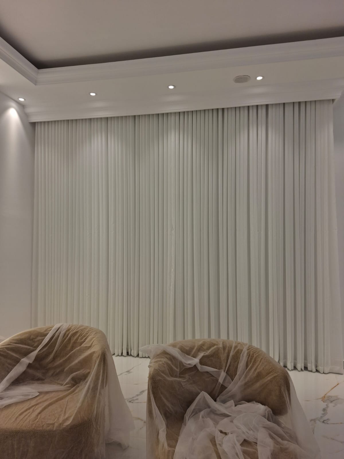 Custom home curtains in a Qatari villa living room (view 2)